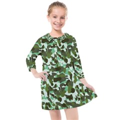 Green Camo Kids  Quarter Sleeve Shirt Dress