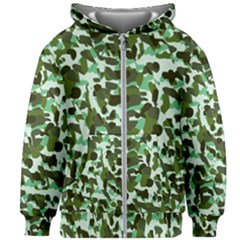 Green Camo Kids Zipper Hoodie Without Drawstring