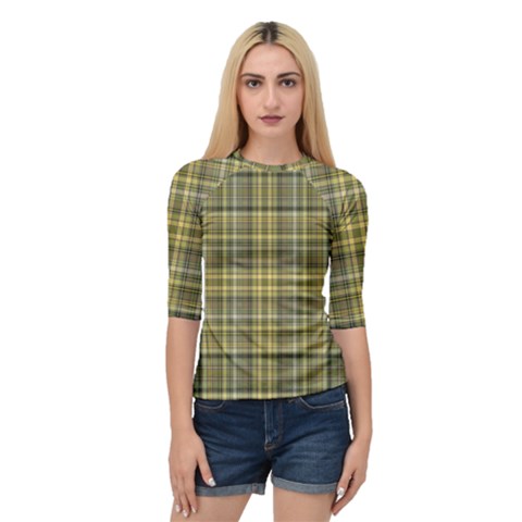 Yellow Plaid Quarter Sleeve Raglan Tee by snowwhitegirl