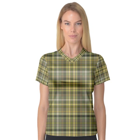 Yellow Plaid V-neck Sport Mesh Tee by snowwhitegirl