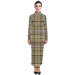 Yellow Plaid Turtleneck Maxi Dress