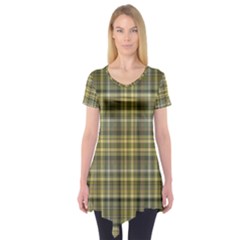 Yellow Plaid Short Sleeve Tunic 