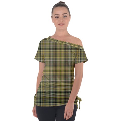 Yellow Plaid Tie-up Tee by snowwhitegirl