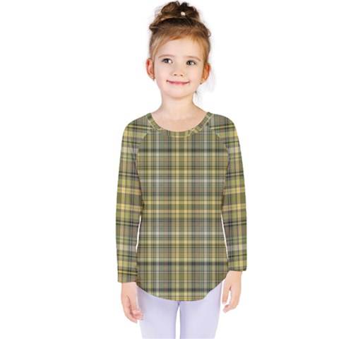 Yellow Plaid Kids  Long Sleeve Tee by snowwhitegirl