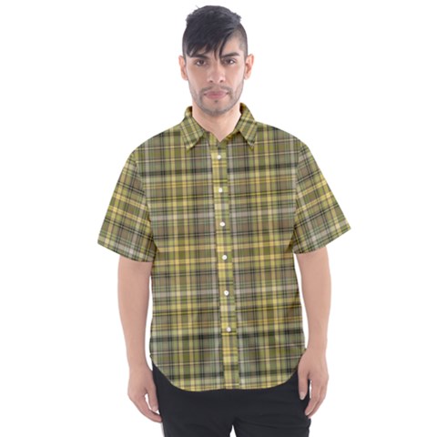 Yellow Plaid Men s Short Sleeve Shirt by snowwhitegirl