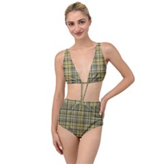 Yellow Plaid Tied Up Two Piece Swimsuit