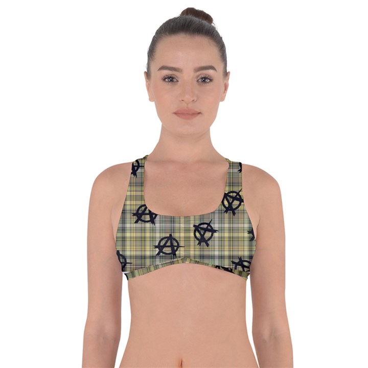 Yellow Plaid Anarchy Got No Strings Sports Bra