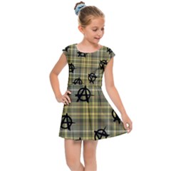 Yellow Plaid Anarchy Kids Cap Sleeve Dress by snowwhitegirl