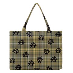 Yellow Plaid Anarchy Medium Tote Bag by snowwhitegirl