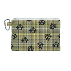 Yellow Plaid Anarchy Canvas Cosmetic Bag (medium) by snowwhitegirl