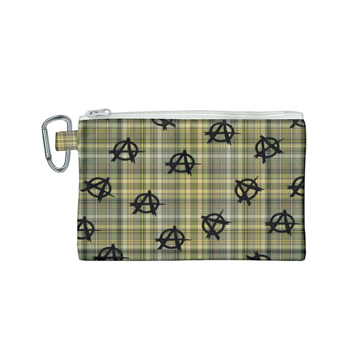 Yellow Plaid Anarchy Canvas Cosmetic Bag (Small)