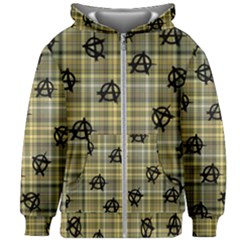 Yellow Plaid Anarchy Kids Zipper Hoodie Without Drawstring by snowwhitegirl