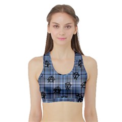 Blue  Plaid Anarchy Sports Bra With Border by snowwhitegirl