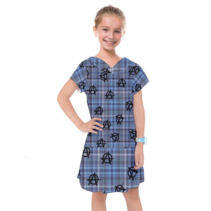 Blue  Plaid Anarchy Kids  Drop Waist Dress