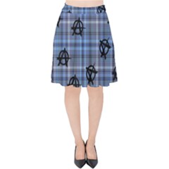 Blue  Plaid Anarchy Velvet High Waist Skirt by snowwhitegirl