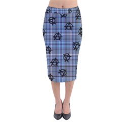 Blue  Plaid Anarchy Velvet Midi Pencil Skirt by snowwhitegirl