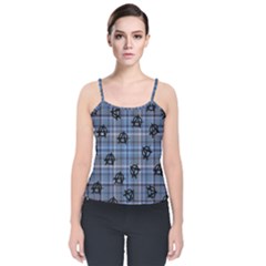 Blue  Plaid Anarchy Velvet Spaghetti Strap Top by snowwhitegirl