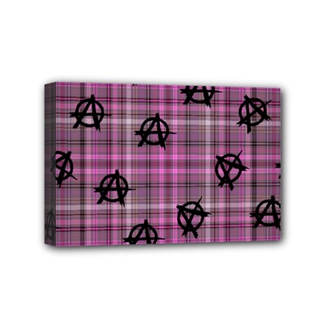 Pink  Plaid Anarchy Mini Canvas 6  X 4 