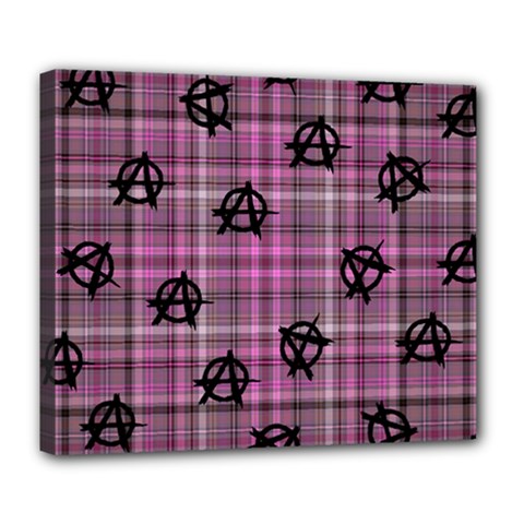 Pink  Plaid Anarchy Deluxe Canvas 24  X 20   by snowwhitegirl