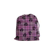 Pink  Plaid Anarchy Drawstring Pouch (small) by snowwhitegirl