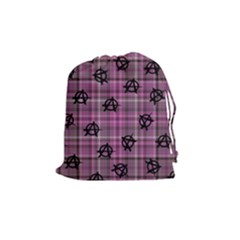 Pink  Plaid Anarchy Drawstring Pouch (medium) by snowwhitegirl