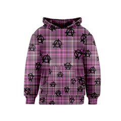 Pink  Plaid Anarchy Kids  Pullover Hoodie