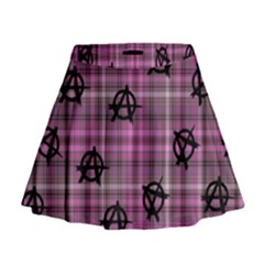 Pink  Plaid Anarchy Mini Flare Skirt by snowwhitegirl