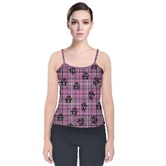 Pink  Plaid Anarchy Velvet Spaghetti Strap Top by snowwhitegirl