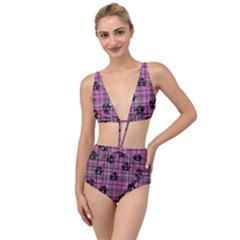 Pink  Plaid Anarchy Tied Up Two Piece Swimsuit