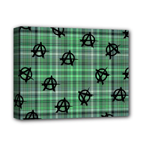 Green  Plaid Anarchy Deluxe Canvas 14  X 11  by snowwhitegirl