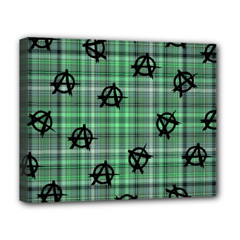 Green  Plaid Anarchy Deluxe Canvas 20  X 16   by snowwhitegirl