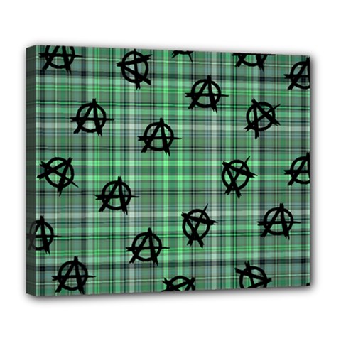 Green  Plaid Anarchy Deluxe Canvas 24  X 20   by snowwhitegirl