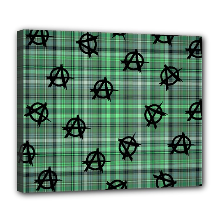 Green  Plaid Anarchy Deluxe Canvas 24  x 20  