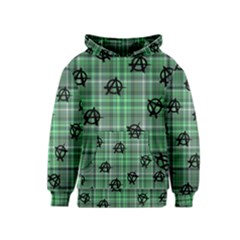 Green  Plaid Anarchy Kids  Pullover Hoodie by snowwhitegirl