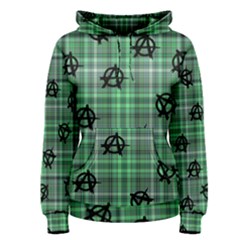 Green  Plaid Anarchy Women s Pullover Hoodie