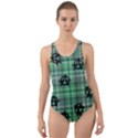 Green  Plaid Anarchy Cut-Out Back One Piece Swimsuit View1