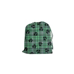 Green  Plaid Anarchy Drawstring Pouch (xs) by snowwhitegirl