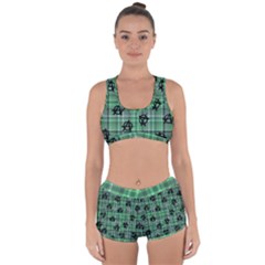 Green  Plaid Anarchy Racerback Boyleg Bikini Set by snowwhitegirl