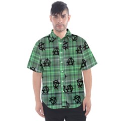 Green  Plaid Anarchy Men s Short Sleeve Shirt