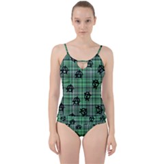 Green  Plaid Anarchy Cut Out Top Tankini Set by snowwhitegirl