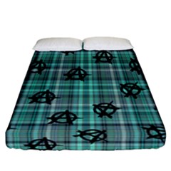 Aqua  Plaid Anarchy Fitted Sheet (california King Size) by snowwhitegirl