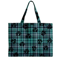 Aqua  Plaid Anarchy Zipper Mini Tote Bag by snowwhitegirl