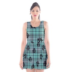 Aqua  Plaid Anarchy Scoop Neck Skater Dress by snowwhitegirl