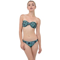 Aqua  Plaid Anarchy Classic Bandeau Bikini Set