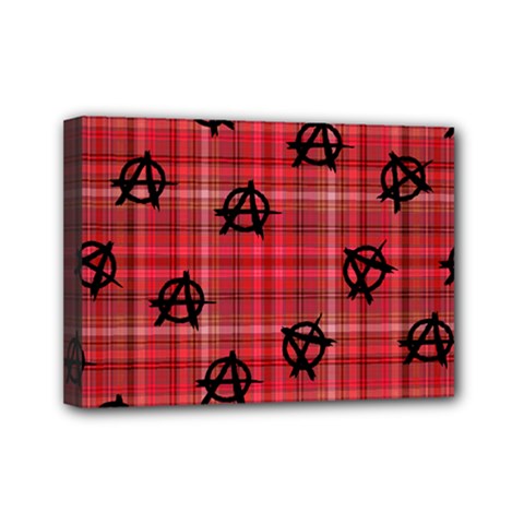 Red Plaid Anarchy Mini Canvas 7  X 5  by snowwhitegirl