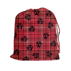 Red Plaid Anarchy Drawstring Pouch (xxl) by snowwhitegirl