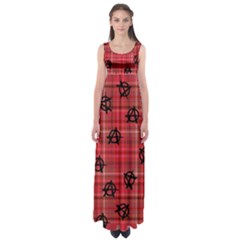 Red Plaid Anarchy Empire Waist Maxi Dress by snowwhitegirl