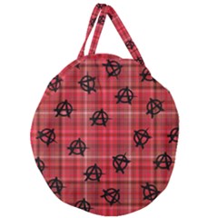 Red Plaid Anarchy Giant Round Zipper Tote