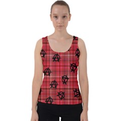 Red Plaid Anarchy Velvet Tank Top