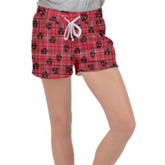 Red Plaid Anarchy Women s Velour Lounge Shorts